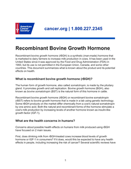 Recombinant Bovine Growth Hormone