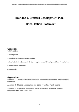 Brandon & Bretford Development Plan Consultation Statement