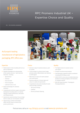 RPC Promens Industrial UK – Expertise Choice and Quality