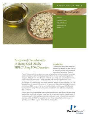 Analysis of Cannabinoids in Hemp Seed Oils by HPLC