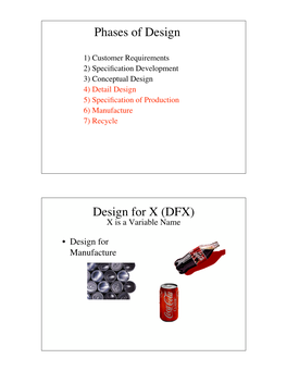 Phases of Design Design for X (DFX)