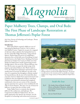Paper Mulberry Trees, Clumps, and Oval Beds: the First Phase of Landscape Restoration at Thomas Jefferson’S Poplar Forest