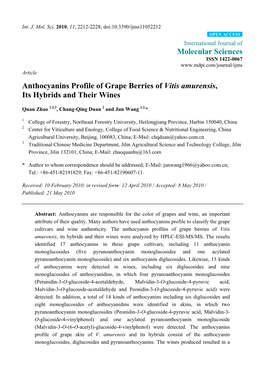 Anthocyanins Profile of Grape Berries of Vitis Amurensis, Its Hybrids and Their Wines