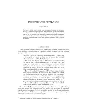 INTEGRATION: the FEYNMAN WAY 1. Introduction Many Up-And