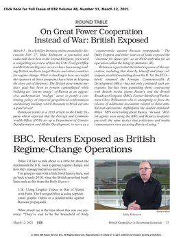 BBC, Reuters Exposed As British Regime-Changers