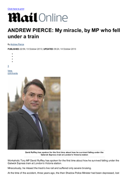 ANDREW PIERCE: My Miracle, by MP Who Fell Under a Train