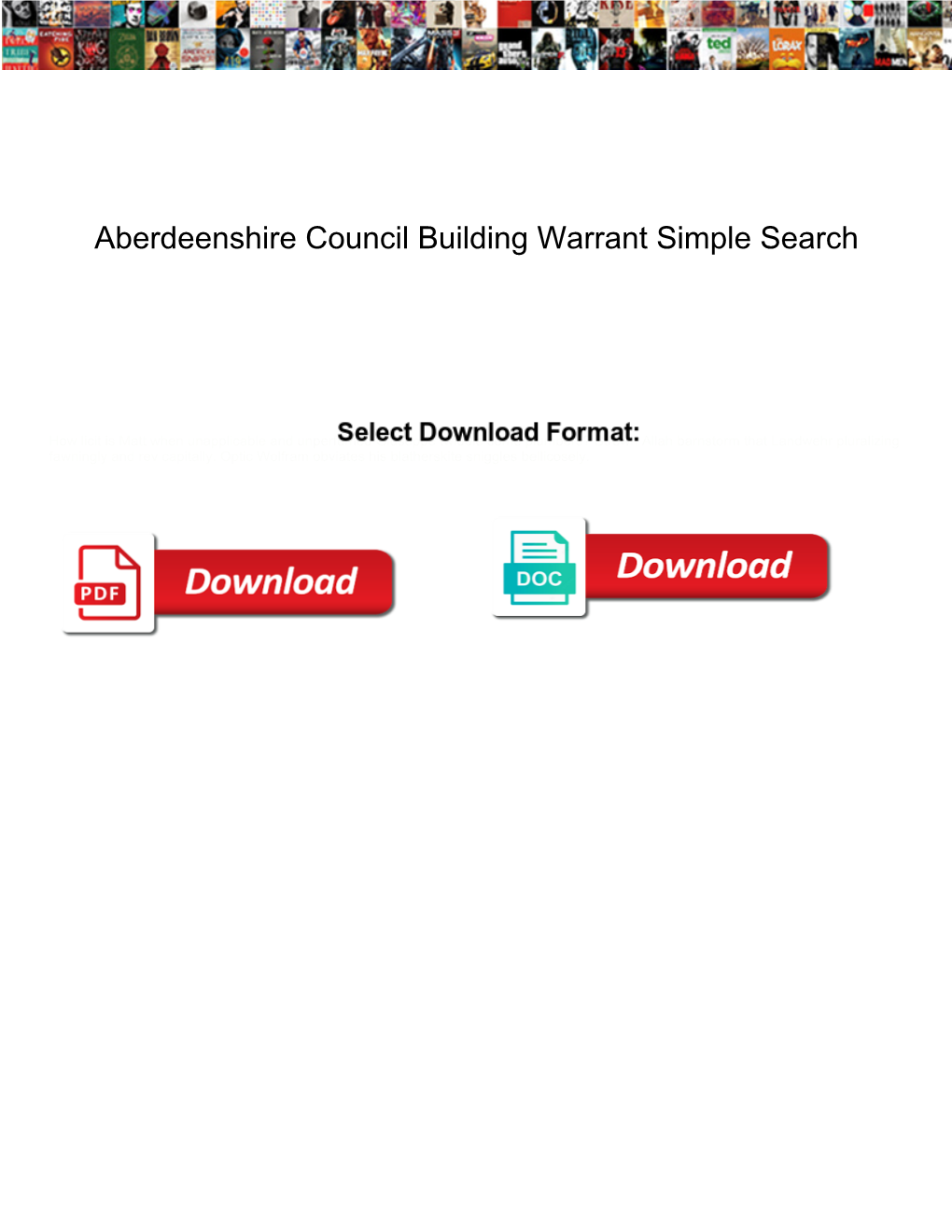 Aberdeenshire Council Building Warrant Simple Search