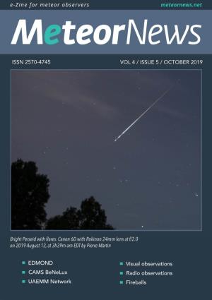 ISSN 2570-4745 VOL 4 / ISSUE 5 / OCTOBER 2019 Bright Perseid With