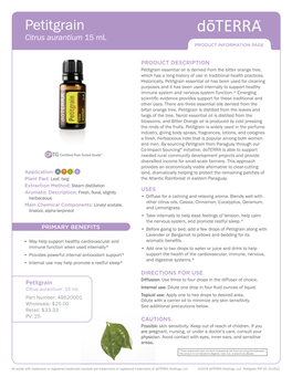 Petitgrain Citrus Aurantium 15 Ml PRODUCT INFORMATION PAGE