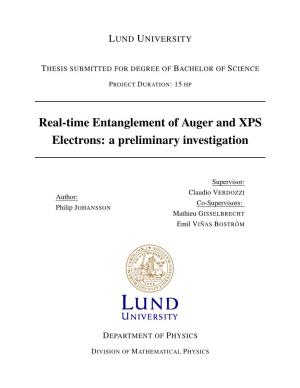 Real-Time Entanglement of Auger and XPS Electrons: a Preliminary Investigation