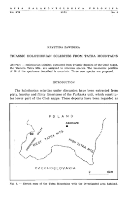 Triassic Holothurian Sclerites from Tatra Mountains