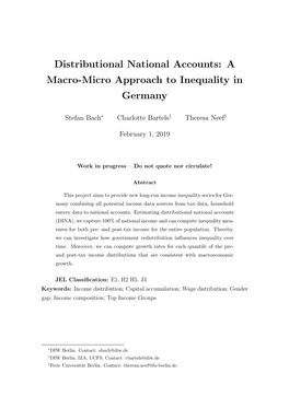 Distributional National Accounts: a Macro-Micro Approach to Inequality in Germany