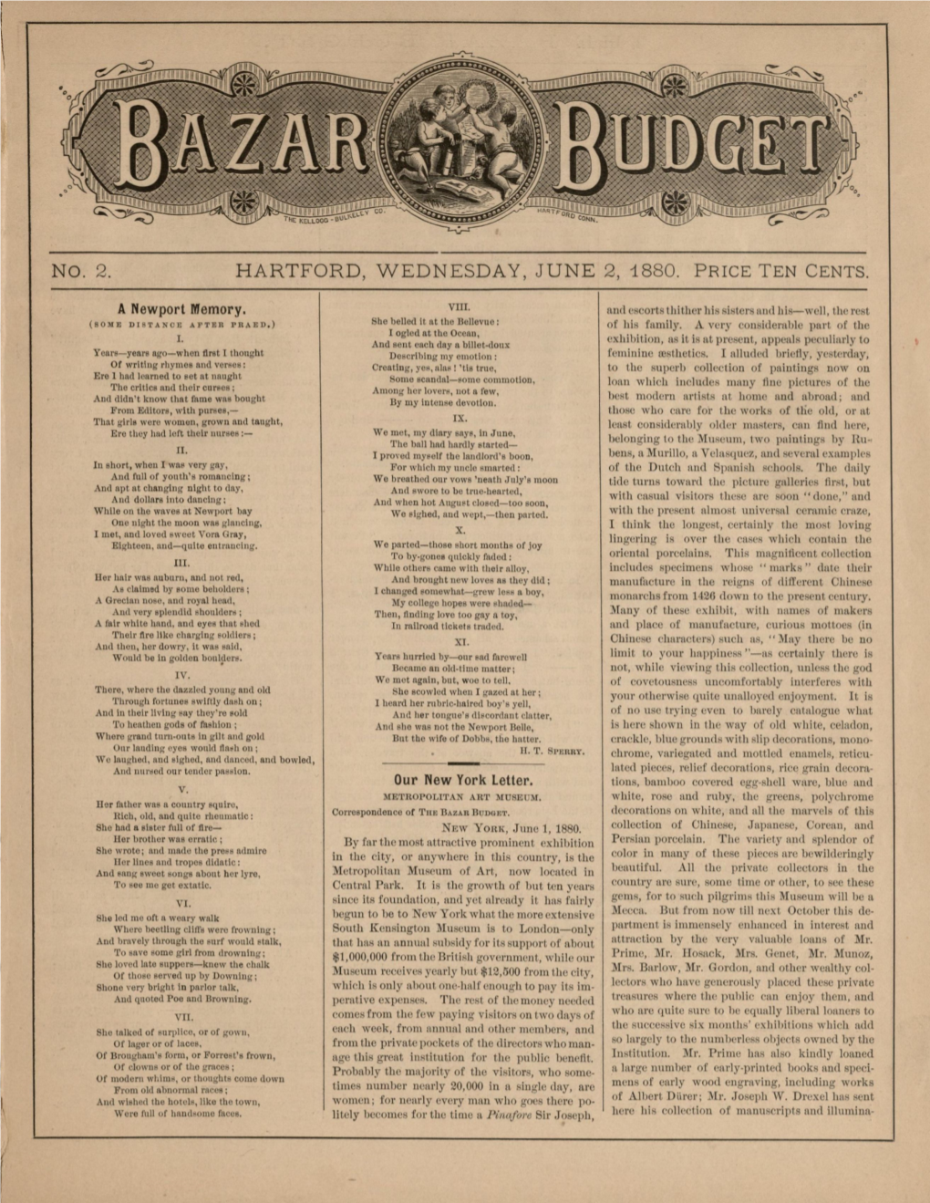 No. 2. Hartford, Wednesday, June 2, 1880. Price Ten Cents