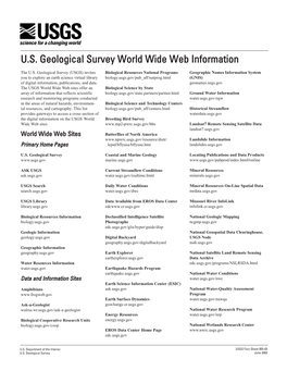 U.S. Geological Survey World Wide Web Information