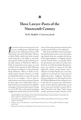 Three Lawyer-Poets of the Nineteenth Century