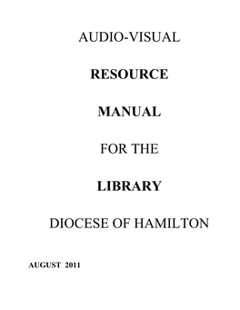 Audio-Visual Resource Manual for the Library