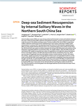Deep-Sea Sediment Resuspension by Internal Solitary Waves in The