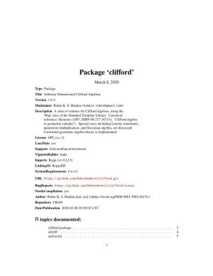 Package 'Clifford'