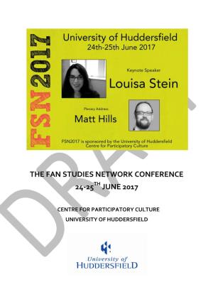 The Fan Studies Network Conference 24-25 June 2017