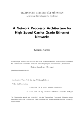 A Network Processor Architecture for High Speed Carrier Grade Ethernet Networks