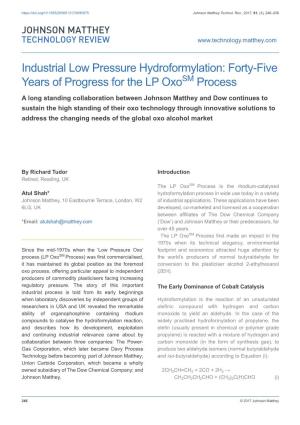 Forty-Five Years of Progress for the LP Oxosm Process