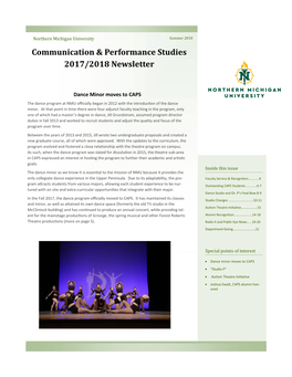 Communication & Performance Studies 2017/2018 Newsletter