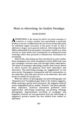 Music in Advertising: an Analytic Paradigm