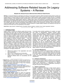 Addressing Software Related Issues on Legacy Systems – a Review