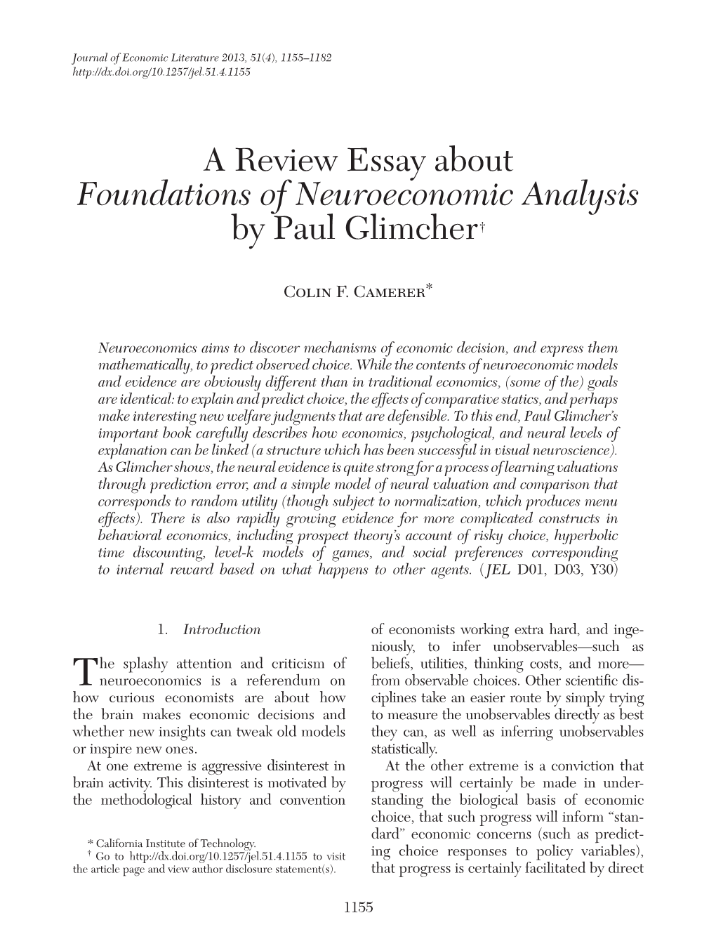 Foundations of Neuroeconomic Analysis&lt;/Italic&gt;