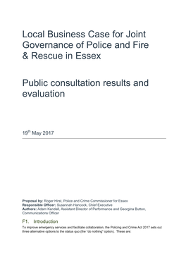 Public Consultation Results and Evaluation