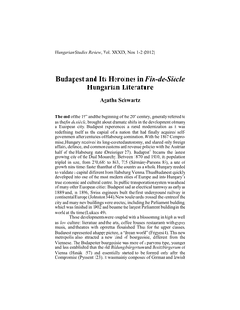 Budapest and Its Heroines in Fin-De-Siècle Hungarian Literature