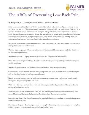 The Abcs of Preventing Low Back Pain