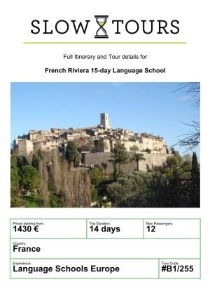 1430 € 14 Days 12 France Language Schools Europe #B1/255