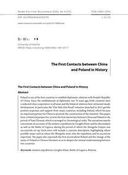 The First Contacts Between China and Poland in History