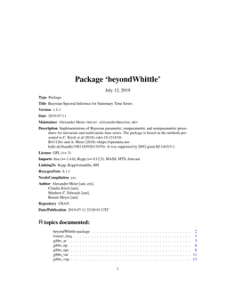 Package 'Beyondwhittle'