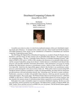 Distributed Computing Column 40 Annual Review 2010