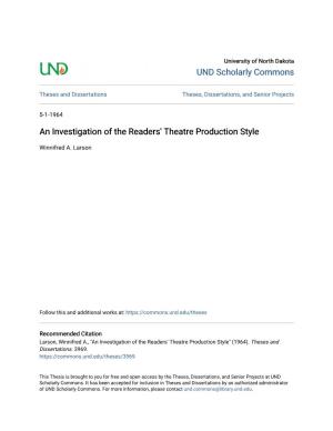 An Investigation of the Readers' Theatre Production Style