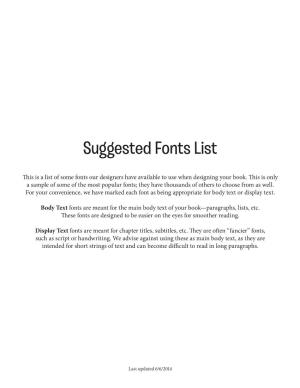 Suggested Fonts List