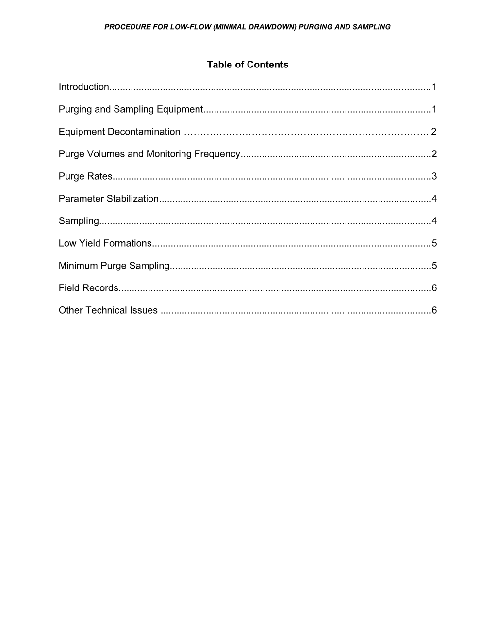 Procedure For Low-Flow (Micro) Purge And Sampling