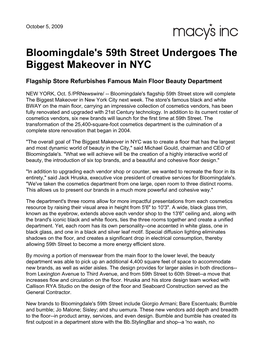 Bloomingdale's 59Th Street Undergoes the Biggest Makeover in NYC