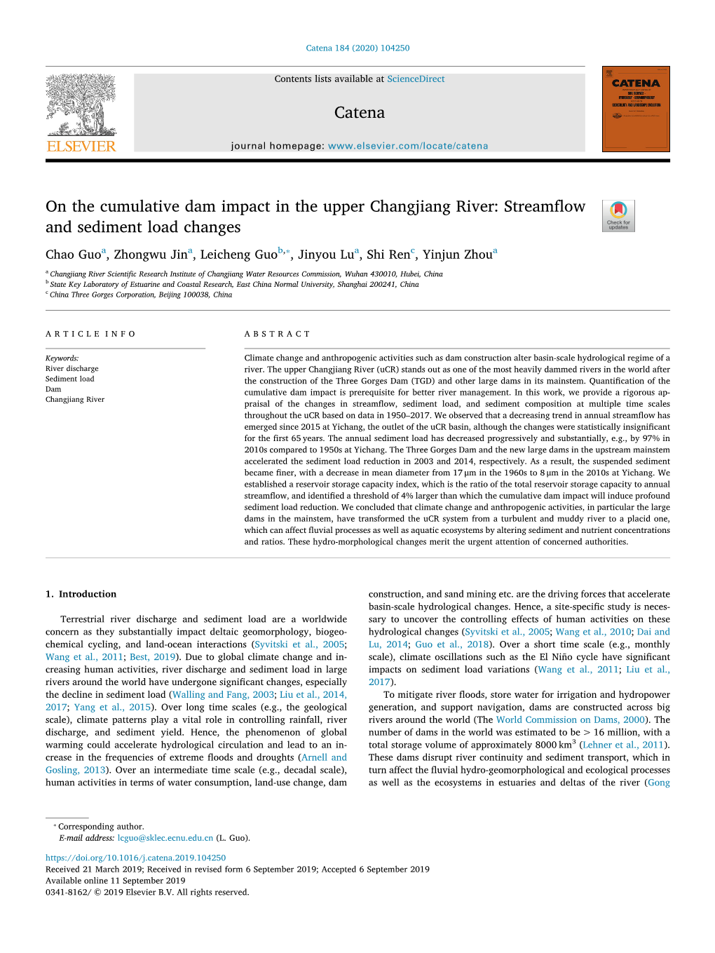 On the Cumulative Dam Impact in the Upper Changjiang River