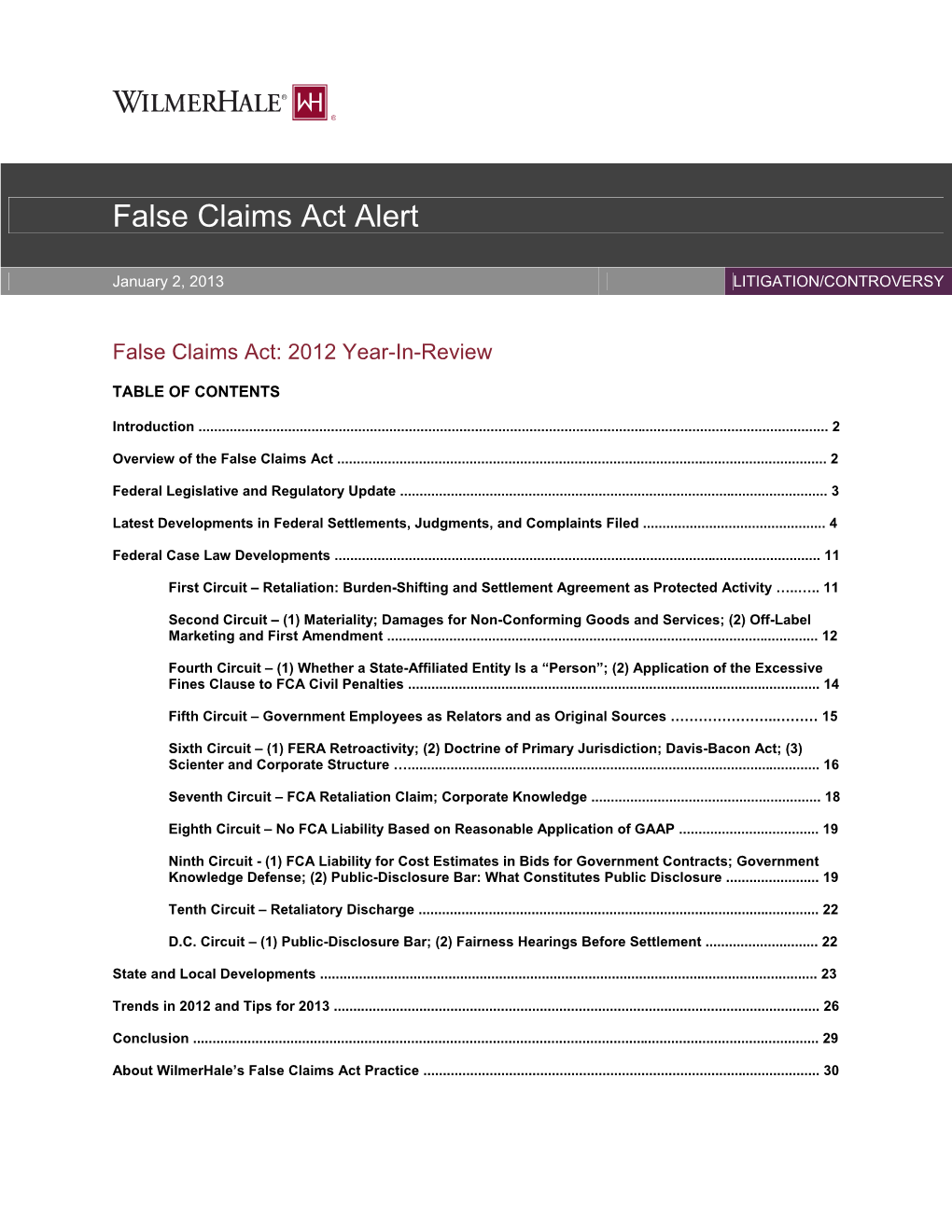 False Claims Act Alert