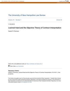 Learned Hand and the Objective Theory of Contract Interpretation
