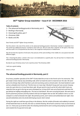 367Th Fighter Group Newsletter – Issue # 14 - DECEMBER 2016