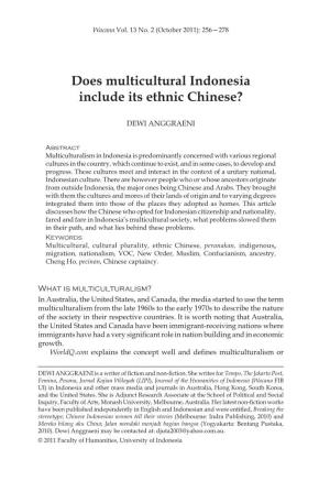 Does Multicultural Indonesia Include Its Ethnic Chinese? 257
