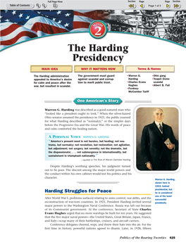 Section 20.2: the Harding Presidency