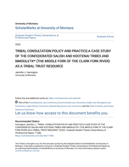 Tribal Consultation Policy and Practice:A Case Study of The