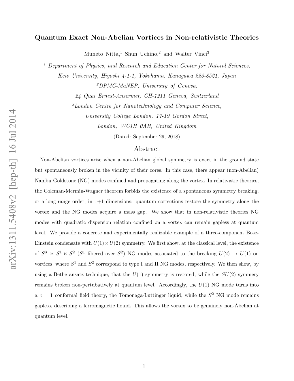 Quantum Exact Non-Abelian Vortices in Non-Relativistic Theories