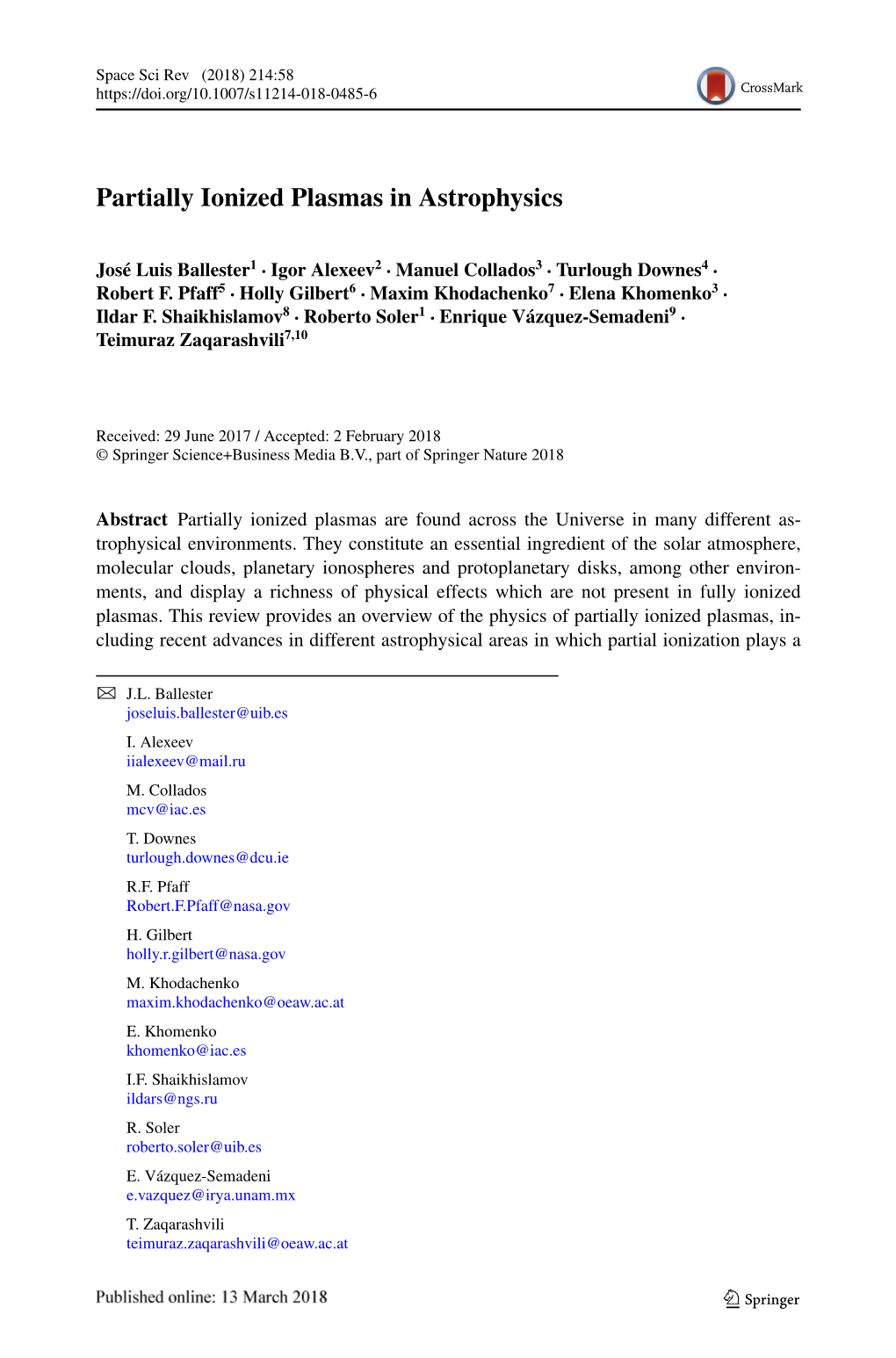 Partially Ionized Plasmas in Astrophysics