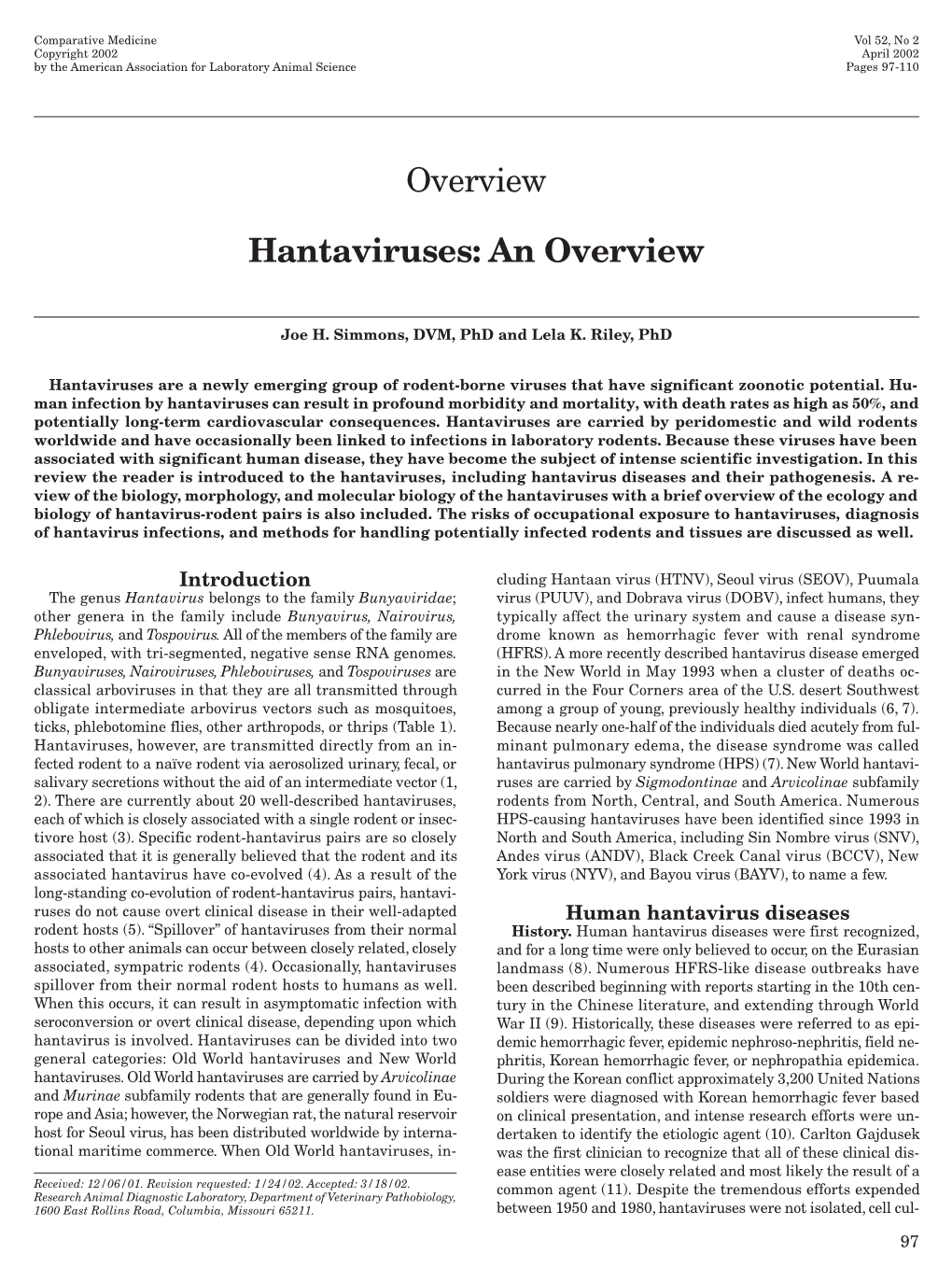Hantaviruses: an Overview